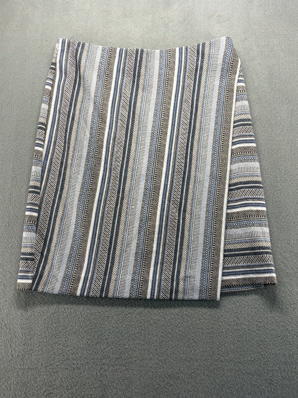 J. Jill Tribal Aztec Stripe Wrap Skirt Blue Tan White Size XS